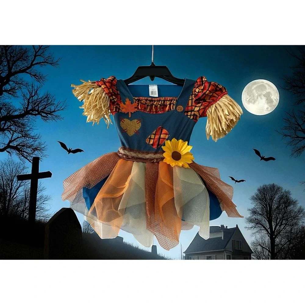 Girls‎ Scarecrow Costume Tutu Skirt Sz 2T Halloween Thanksgiving Fall Pumpkin 2